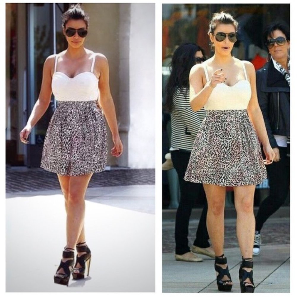 Kim Kardashian ⋆ Cream Pink Leopard Dress